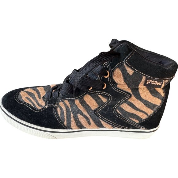 Women's Groove Brand High Top Fashion Sneakers Zebra Pattern Size 9 (READ) - Picture 6 of 16